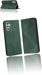 Missyaa Compatible with Samsung Galaxy A24 Wallet Case, Green PU Leather Flip Cover with Credit Card Slots, Shockproof Protective Case for Galaxy A24