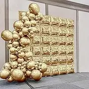 Gold Mylar Flat Square Foil Balloons Wall Tunnel Balloon Garland Arch Kit Metallic Double Sided Backdrop For New Year's Eve Wedding Graduation Anniversary Birthday Party Background Decoration