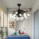 42" Retractable Ceiling Fan 6-Speed 16-Lights Glass Sputnik Chandelier +Remote