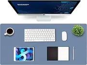 K KNODEL Leather Desk Mat, Office Desk Pad, Large Mouse Pad, Keyboard Pad, Computer and Laptop Mat for Desk, Desk Protector, Desktop Mat for Writing, Desk Blotter and Cover (90x43cm, Lake Blue)