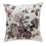 Purples And Grays Floral On White With Microgel Feather-Like Insert Pillow