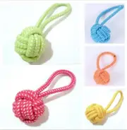 5× PC SET Dog Puppy Pet Rope Knot Ball Toy With Handle US SELLER