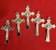 CHRISTIANCATHOLIC LOT OF 5 St Benedict 2 Inches Cross silver PLATED