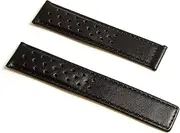[Watch Strap World] 19mm Black Sports Perforated Genuine Leather Watchband with Black Stitching to Fit TAG Heuer Carrera (Spring Bars Included)