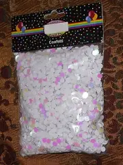 WHITE w/1 side IRIDESCENT Metallic 1/4" Dot Circle Confetti Sequins NO Hole 8 oz