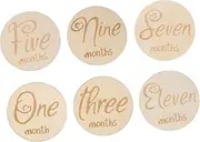 ibasenice 6pcs Wooden Baby Milestone Cards Monthly Milestone Discs for Newborns Safe Odorless Wood