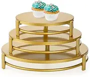 Yarlung 3 Pack Gold Cake Stands, 8/10/12 Inch Metal Cupcake Display Stands Dessert Trays, Table Decoration Cookies Serving Plates for Wedding, Birthday, Party, Celebration, 3 Sizes