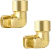 2Pcs 12mm Brass Barbed Connector 90 Degree Elbow 1/4 BSP Male X 1/4 BSP Female - Heavy Duty Fuel/Hose Splitter, Universal Gas/Water/Oil Fittings for Garden/Irrigation/Boiler Systems
