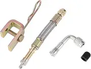 X AUTOHAUX 1 Set 90 Degrees Copper Tire Valve Extension with Flexible Stainless Steel 100mm Tyre Valve Stem Extender for Car Motorcycle RV Truck Bike