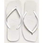 White Havaianas Slim Square Flip Flops, White