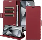[YocoverTech] Compatible with Samsung S22 Ultra 5G Case,PU Leather Kickstand Feature Folio Flip Cover with[Card Slots][Note Pockets] for Galaxy S22 Ultra 5G Wallet Case-Wine Red