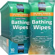 Inspire Ultra Thick Rinse-Free Bath Towels | Shower Towels - Flush-Free Wet Wipes with Aloe | Thick Strong Extra Large Towel for Adults | Body Wipes for Adults Bathing No Rinse