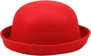 [Generic] Floppy Hat Kids Elegant Adults Solid Hat Roll Up Brim Panama Bowler Hat Bucket Hat Mens Womens Classic Wool Round Bowler Hats Cap Bucket Hat Men 58
