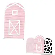 Pink Barn Doors Arch Backdrop Cover for Cows Farm Baby Shower Parties Decor