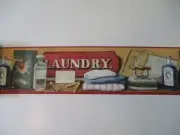 York Pre-Pasted Wallpaper Border Laundry Iron Wash Room 4 Roll Lot Set USA Made