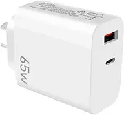 65W Gan USB C Wall Charger Block- AU Plug, 2-Port, 45W PD Charger and 18W USB Charger for MacBook Pro/Air Dell XPS,Pixel, iPad Pro, iPhone 15/iPhone 14, Note 20/10+, Galaxy S21/S20 (White)
