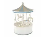 Music Box Carousel Baby Boy Silver Plated Blue, Baby Gift, Gibson Gifts 20403