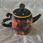 Laurel Burch Fantasticats Teapot 48oz Whimsical Abstract Cats 2014