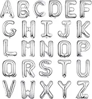 Letter Balloons 16 Inch Mylar Foil Alphabet Letter A-Z Balloons Set for Wedding Birthday Party Decoration Banner Custom Phrase 26 Pieces(Silver)