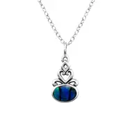 Silver Oval Blue Stone Pendant Necklace