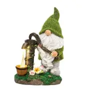 Garden Gnomes Decorations for Yard with Solar Outdoor Lights, Flocked Garden