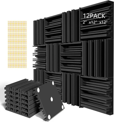 12Pack 2" X 12" X 12" Acoustic Studio Ab-sorption Foam Panel Sound Proof Foam...