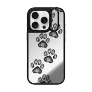 iPhone 16 Pro Mirror Ring Stand Case MagSafe Compatible small cute paw prints for dogs and cats lovers
