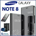 For SAMSUNG GALAXY NOTE 8 CLEAR VIEW FLIP CASE SMART BOOK MIRROR LUXURY COVER
