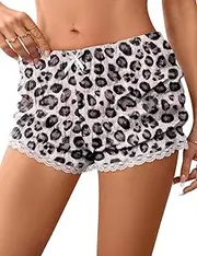 [Rapbin] Womens Ruffle Bloomer Shorts 2025 Low Rise Y2k Micro Mini Gingham Boxer Lounge Shorts Cute Sleep Bottoms