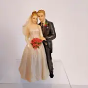 With This Ring Y2K Wedding Cake Topper Vintage Bride Groom Pink Rose Bouquet