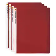 4PK Marbig 20-Page A4 Non-Refillable Document/File Display Book w/ Cover - Red