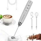 Handheld Milk Frother, Electric Whisk with 3 Whisks, Rechargeable Foam Maker
