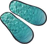 [STVYUKL] Women'S Fuzzy Slippers Soft Cozy Non-Slip House Slippers Cute Warm Blue Aqua Pool Water Home Shoes For Indoor Outdoor Bedroom, Black, X-Large Wide