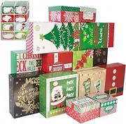 14 Decorative Boxes with Lids and 80-Count Foil Tag Stickers (Assorted Size,6 Rectangle,4 Square, 4 Small Square)