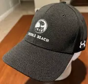 PEBBLE BEACH Golf Hat By Under Armour Black White Logo Size L 4 Way Stretch NEW!