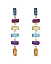 Effy Fine Jewelry 14K 6.95 ct. tw. Amethyst, Blue Topaz, London Blue Topaz, Citrine, Lemon Quartz, Rhodolite Earrings