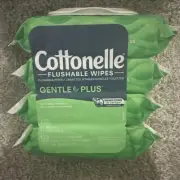 Cottonelle GentlePlus Flushable Wet Wipes, 4 Flip-Top Packs (168 Total Flushable