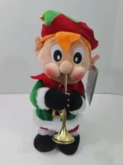 Elf Plush with Trumpet Gemmy Christmas 15 inch Singing Dancing Animated