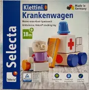 Selecta Klettini Wooden Toy Ambulance Touch Fastener Vehicle Stacking Toy 62081