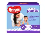 Huggies Ultra Dry Nappy Pants Boy Size 4 (9-14Kg) 124 Count (2 X 62