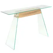 Console Table MDF and Glass 120x30x76 cm Oak Colour vidaXL