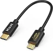 Short Micro USB to USB C Cable 0.65 FT USB C to Micro USB OTG 480Mbps Type C to Micro USB Cable, USB C to USB Micro Compatible with MacBook Pro Air Galaxy S22 Pixel 5/4 etc. 0.2M Black