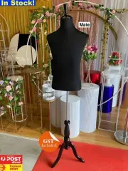 Cotton Cover Male White Black Mannequin Torso With Tripod Wooden Chrome Stand