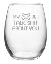 Susquehanna Glass Set of 4 My Cat & I Stemless Wine Tumblers