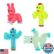 Zing Stikbot Easter Pack, Set of 2 Chickens and 2 Bunnies with Exclusive Neon