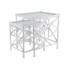 2pc Maine & Crawford Berdine 40/45cm Rattan Side Table w/ Glass Top Furniture