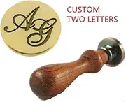 MDLG Vintage Custom Made Two Letters Monogram Personalized Letter Picture Logo Wedding Invitation Wax Sealing Seal Stamp Set