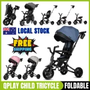 6 In1 Kids Baby Foldable Tricycle Toddler Stroller Trike Bike Ride-On Toy Prams