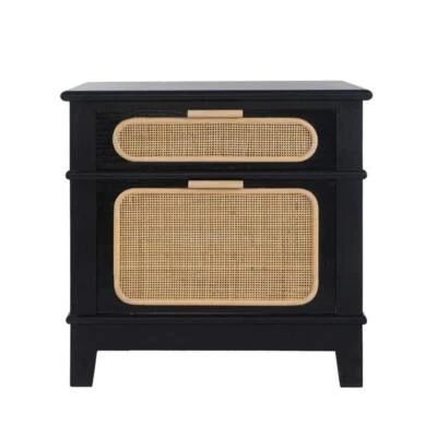 A/B Home End/Side Table 26"HX27.4'Wx18'D Rectangle Solid Wood Frame Black/Brown