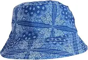 [Ipetboom] 1Pc Foldable Protection Sun Hat for Summer Lightweight Paisley Pattern Fisherman Hat for Beach Fishing Outdoor Activities Breathable Material Great Present Idea Navy